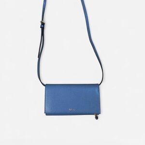 Lauren Ralph Lauren Blue Leather Crossbody Wallet Purse